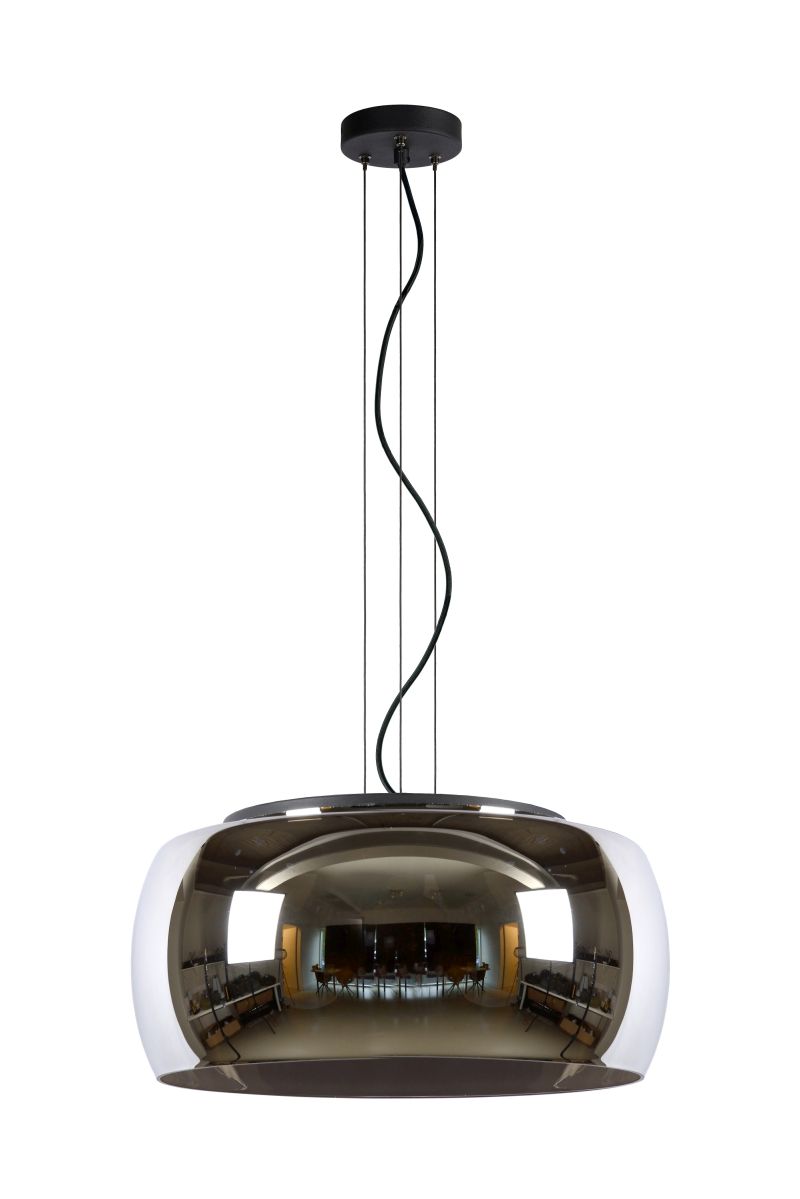 Lucide OLIVIA - Závesné svietidlo - Ø 50 cm - 3xE27 - Smoke Grey